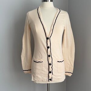 J Crew Chic Blush Cardigan with Black Accents